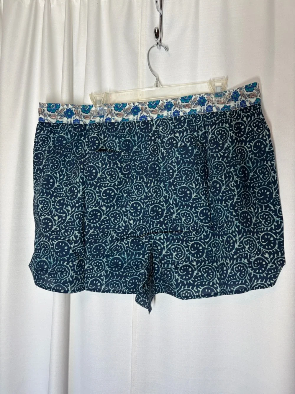 New Sundance Kai Shorts Blue Floral Bohemian Lightweight Cotton XL Beach Boho - Picture 6 of 12
